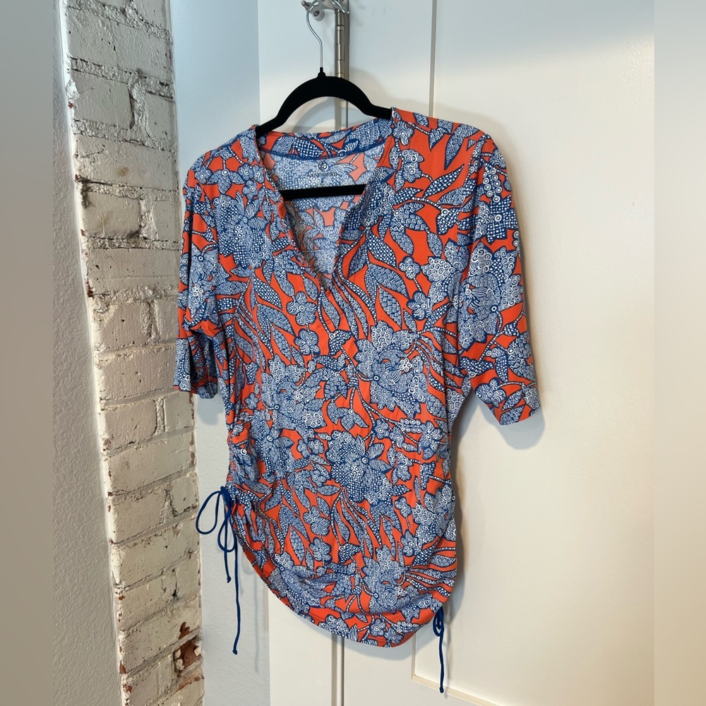 Lands' End women's rash guard, Palampore floral print, size 10-12